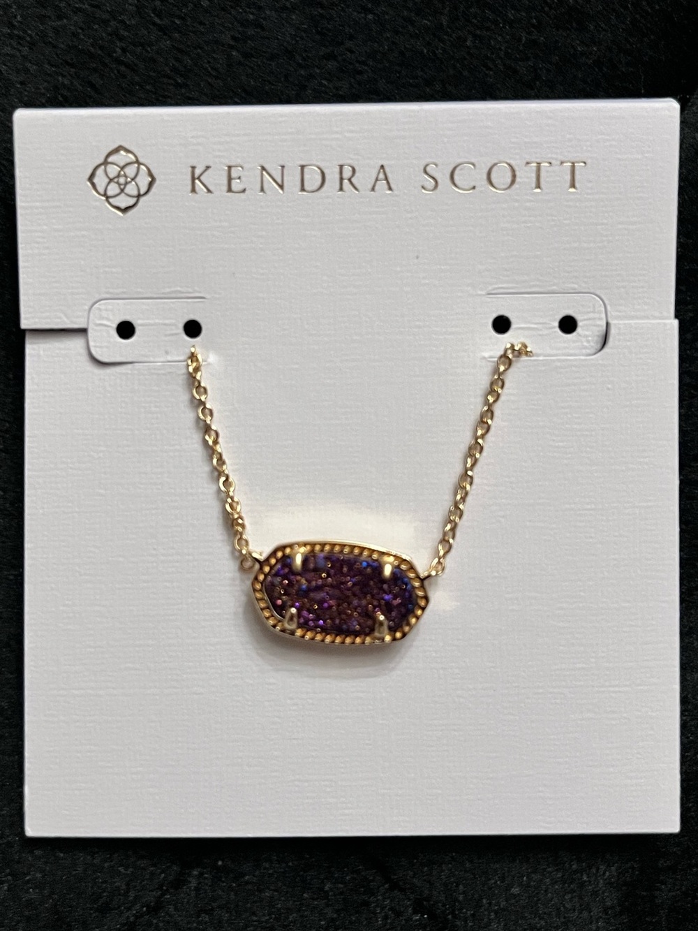 KENDRA SCOTT Gold Elisa Plum Drusy Necklace